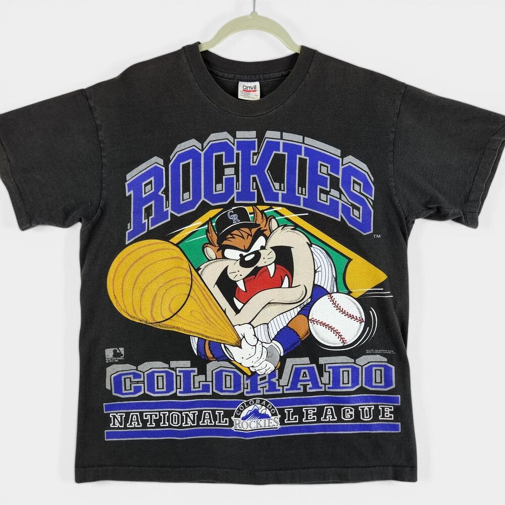 Vintage Colorado Rockies Shirt Mens Large MLB Taz Looney Tunes Anvil 1993 USA